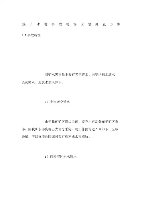 煤矿水害事故现场应急处置方案