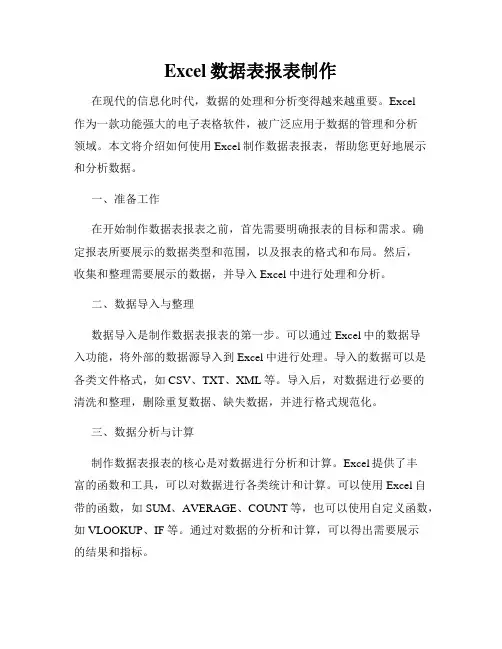 Excel数据表报表制作
