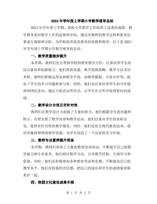 2024年学年度上学期小学教学视导总结