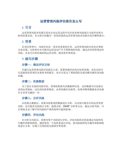 运营管理风险评估报告怎么写