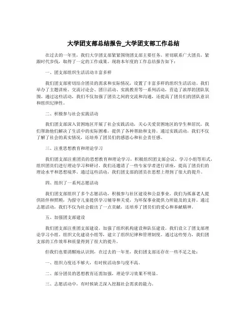 大学团支部总结报告_大学团支部工作总结