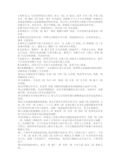 民间中医手抄秘方验方