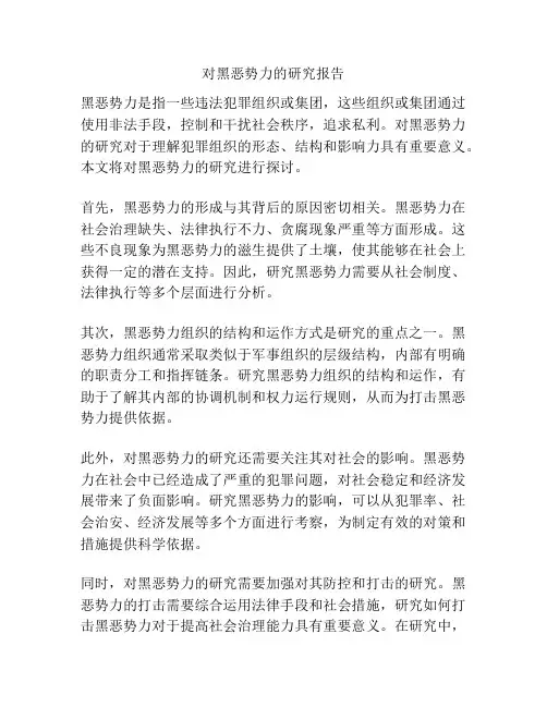 对黑恶势力的研究报告