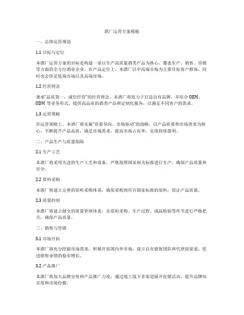 酒厂运营方案模板