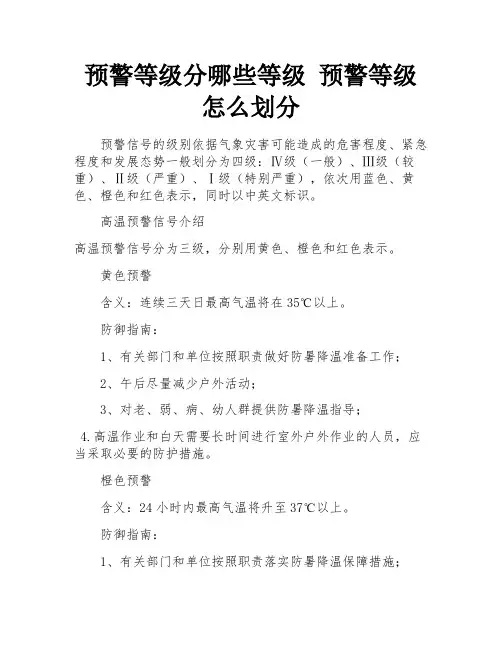 预警等级分哪些等级 预警等级怎么划分 