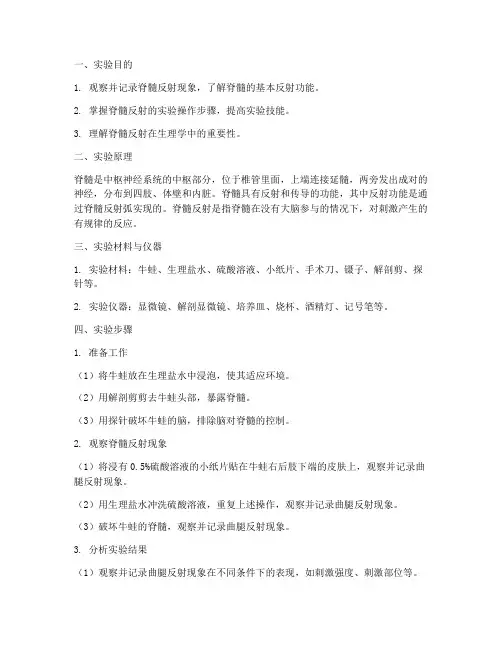 脊髓反射观察实训报告单