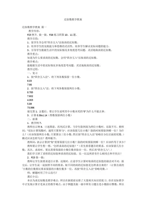 近似数教学教案