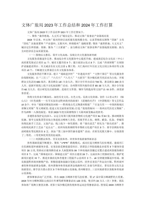 文体广旅局2023年工作总结和2024年工作打算