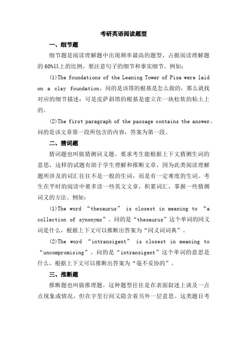 考研英语阅读题型