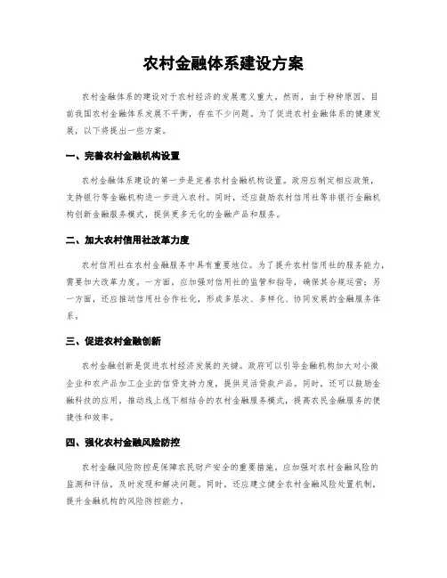 农村金融体系建设方案
