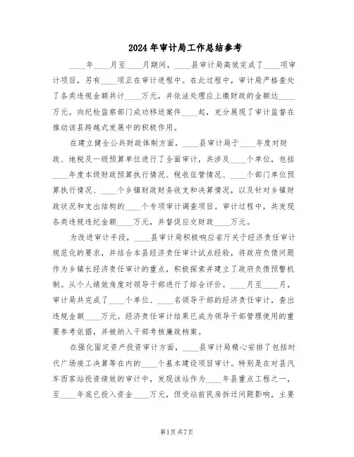2024年审计局工作总结参考(3篇)