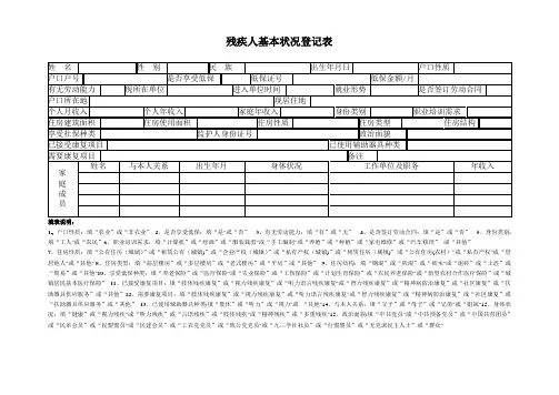 残疾人基本状况登记表【范本模板】