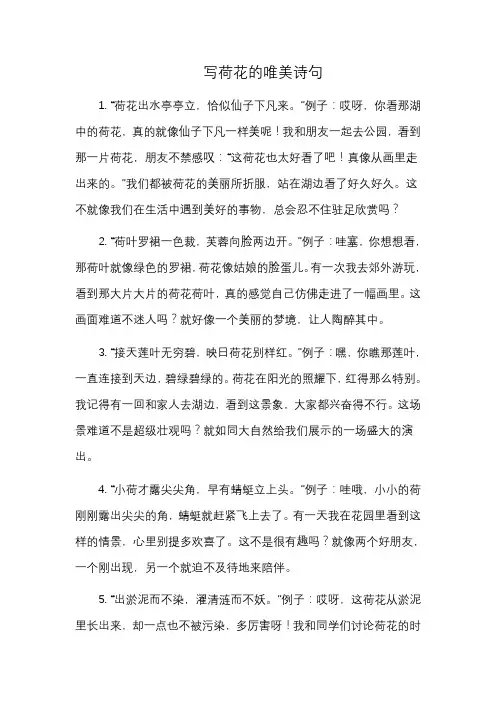 写荷花的唯美诗句