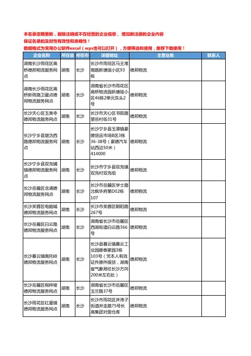 2020新版湖南省长沙德邦物流工商企业公司名录名单黄页联系方式大全53家