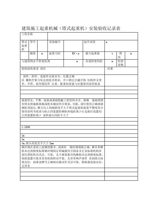 塔吊安装验收记录表