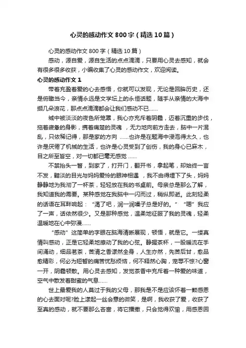 心灵的感动作文800字（精选10篇）