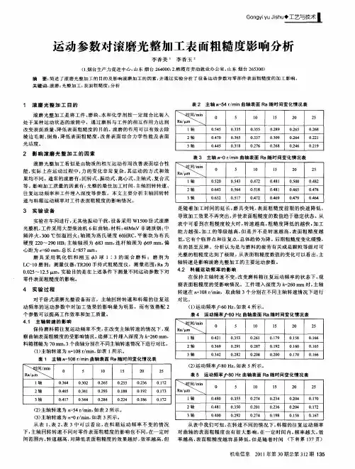 运动参数对滚磨光整加工表面粗糙度影响分析