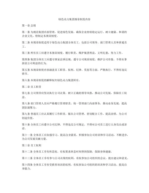 绿色动力集团规章制度内容