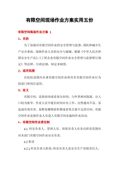 有限空间现场作业方案实用五份