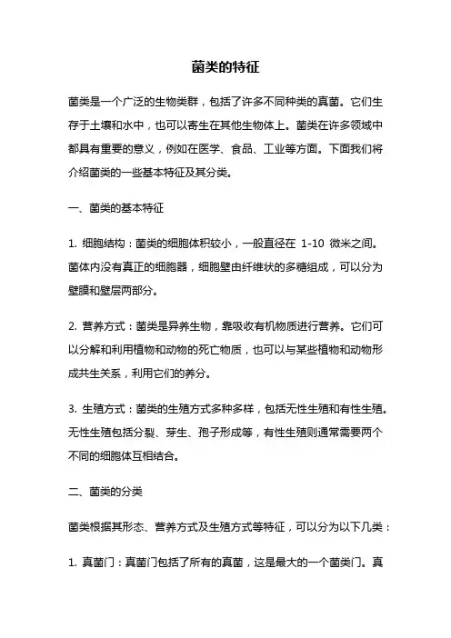 菌类的特征