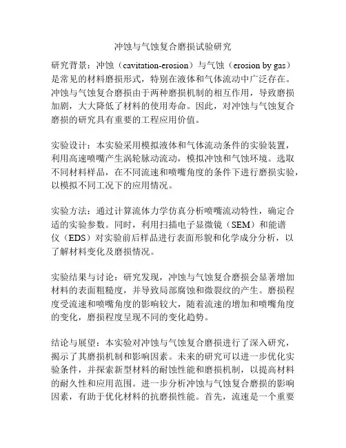 冲蚀与气蚀复合磨损试验研究