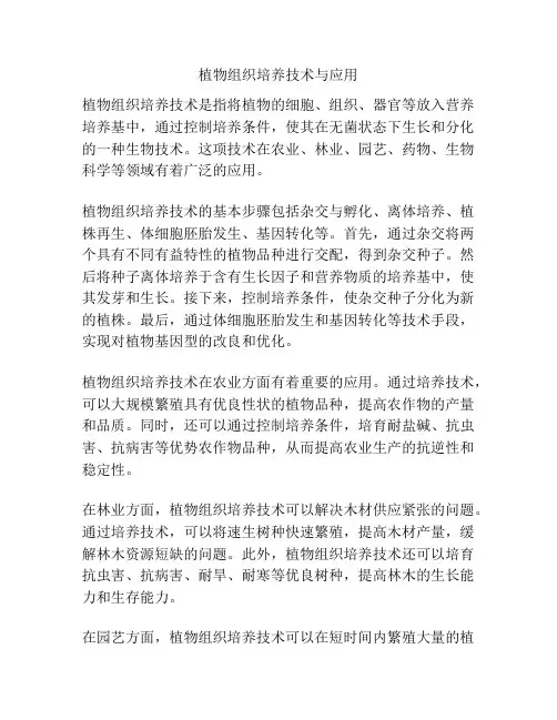 植物组织培养技术与应用