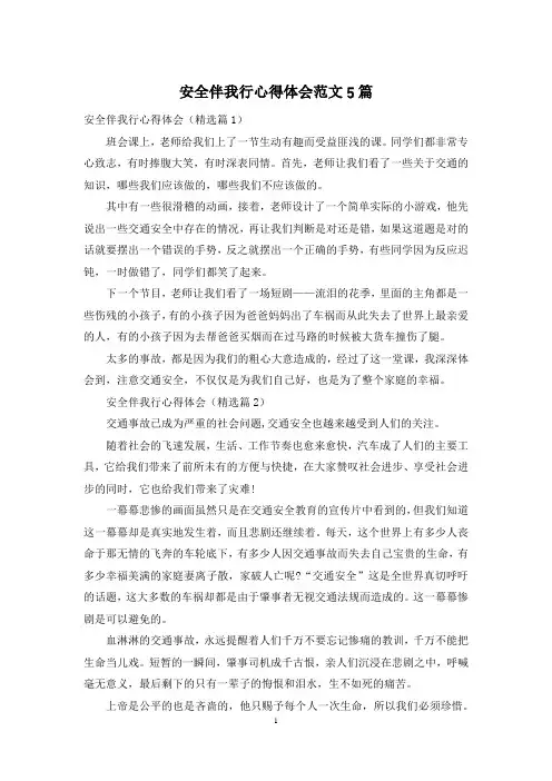 安全伴我行心得体会范文5篇