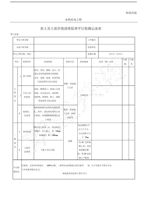 最新水利水电工程监理平行检测表格模板(部分).doc