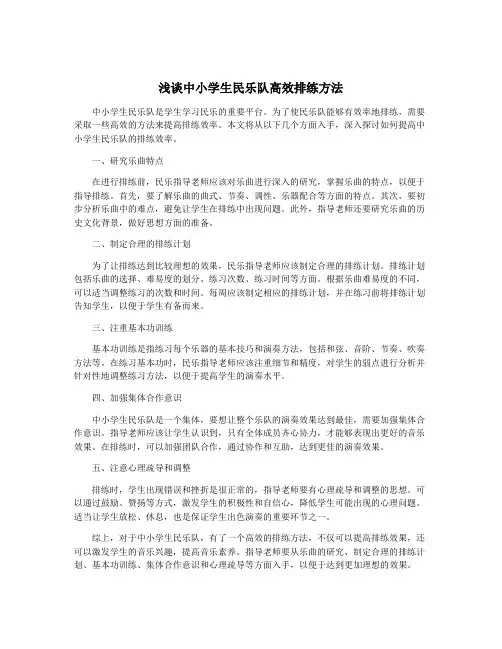 浅谈中小学生民乐队高效排练方法