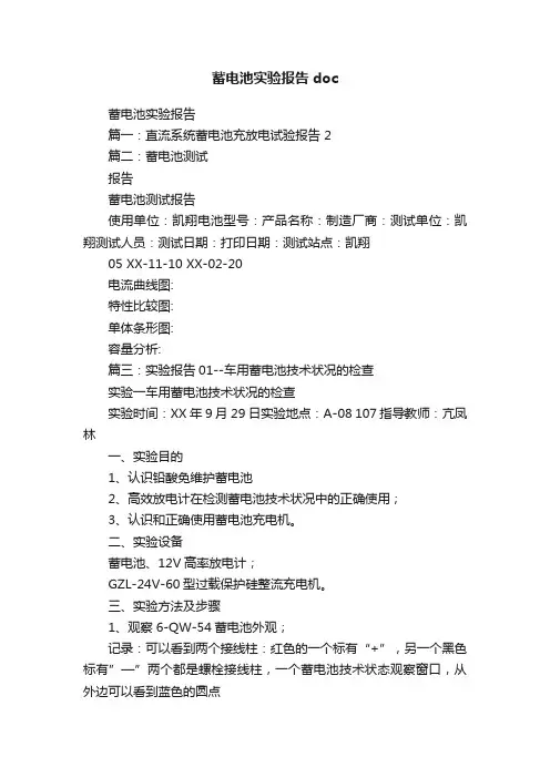 蓄电池实验报告doc