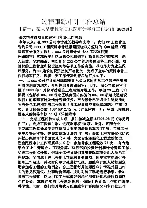 过程跟踪审计工作总结