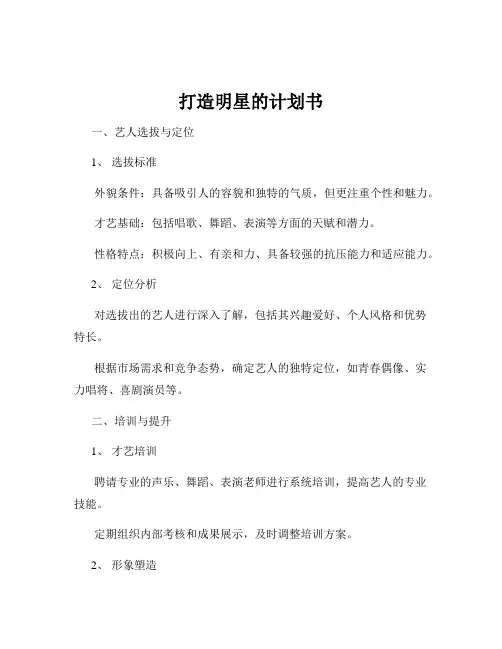 打造明星的计划书