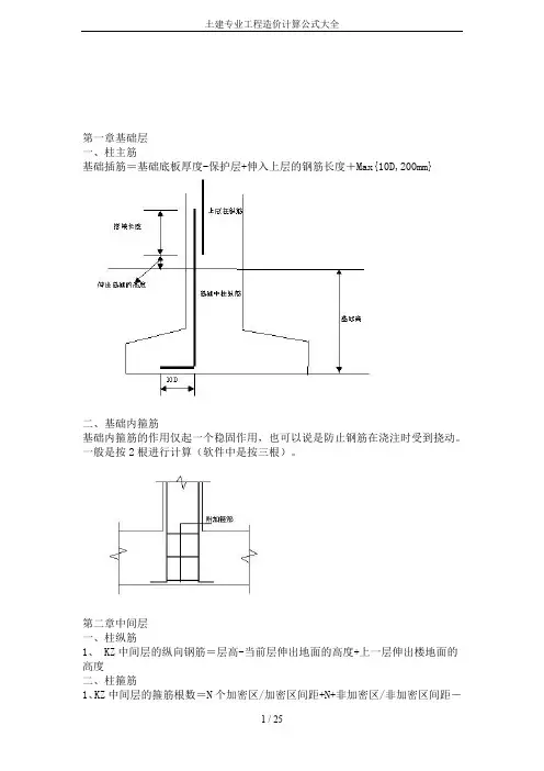 土建专业工程造价计算公式大全