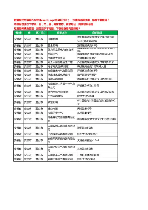 2020新版安徽省安庆市潜山市电器有限公司工商企业公司商家名录名单黄页联系电话号码地址大全23家
