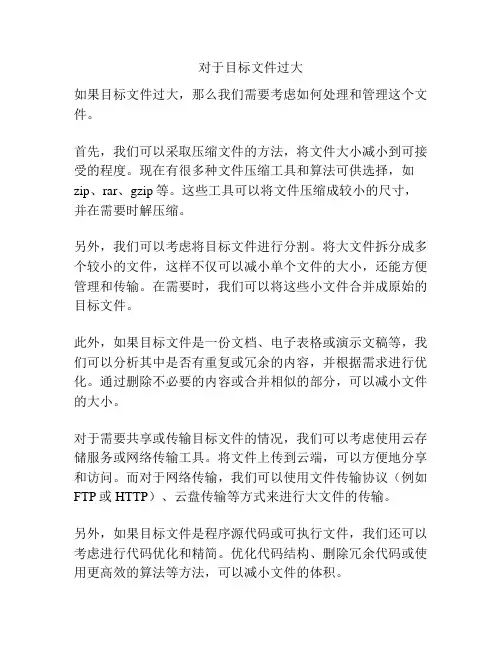 对于目标文件过大