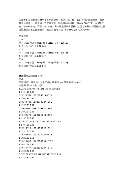 混凝土配料要求