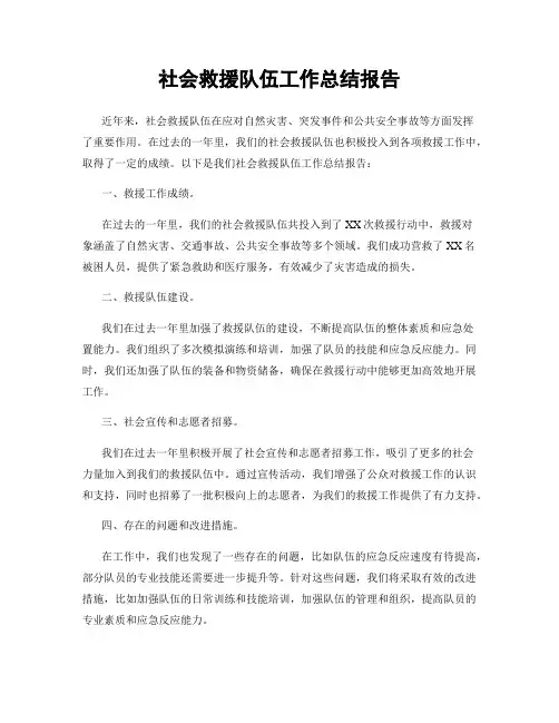 社会救援队伍工作总结报告
