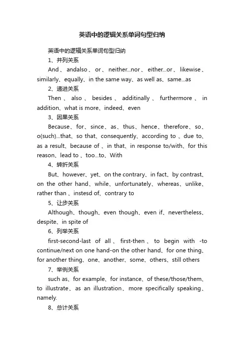 英语中的逻辑关系单词句型归纳
