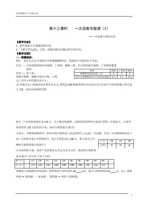 一次函数专题课(3)一次函数与图表信息