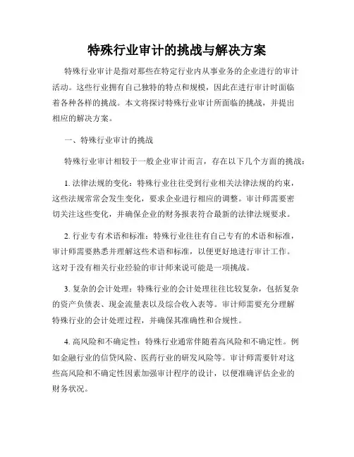 特殊行业审计的挑战与解决方案