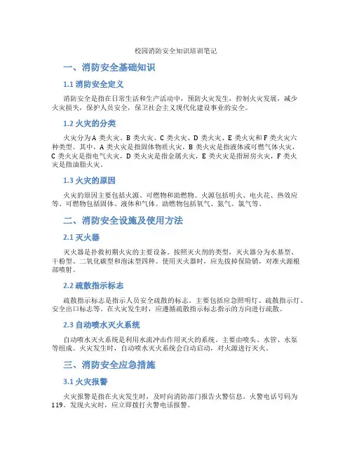 校园消防安全知识培训笔记