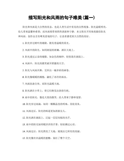 描写阳光和风雨的句子唯美(精选合集2篇)