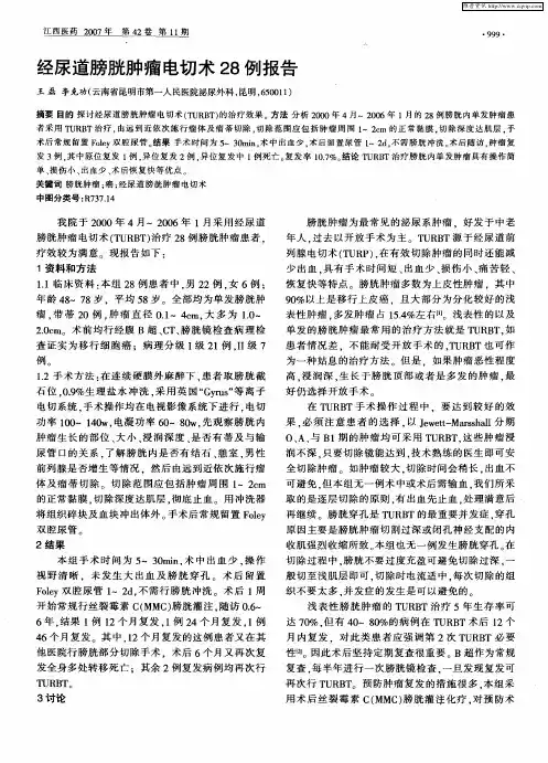 经尿道膀胱肿瘤电切术28例报告