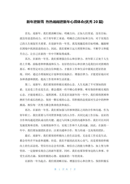 新年迎新雪 热热闹闹迎新年心得体会(优秀20篇)