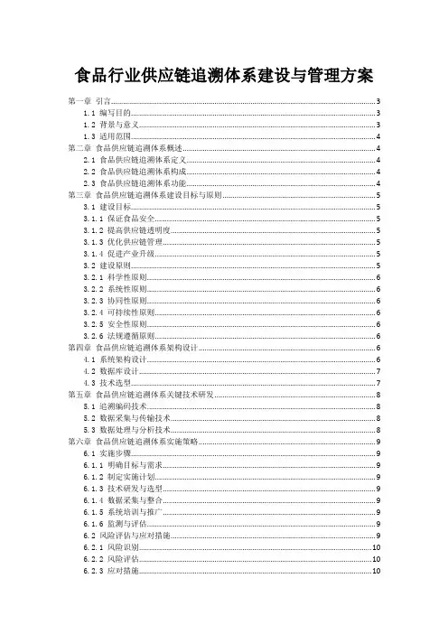 食品行业供应链追溯体系建设与管理方案