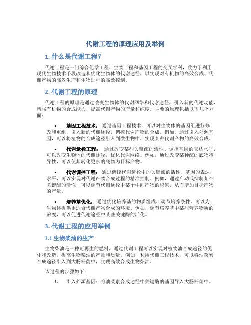代谢工程的原理应用及举例