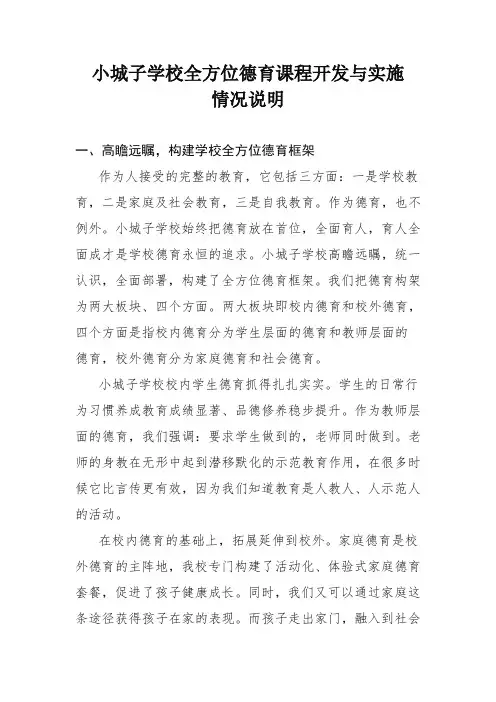 落实德育课程情况说明