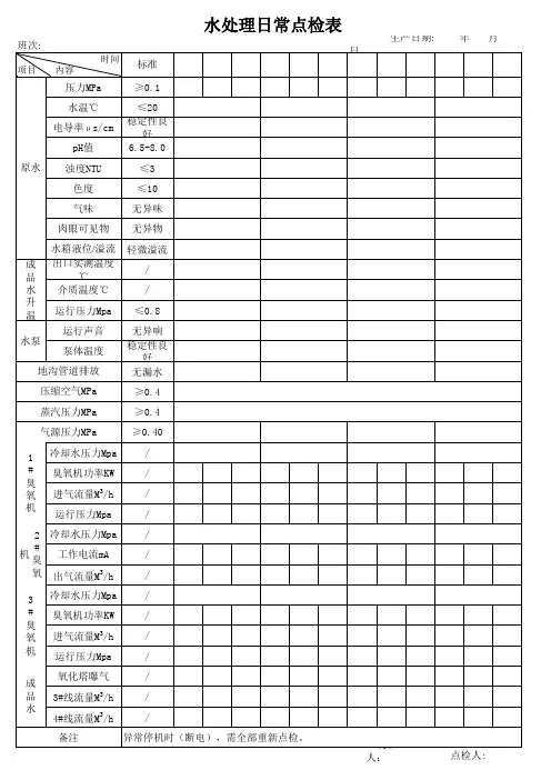 水处理日常点检表