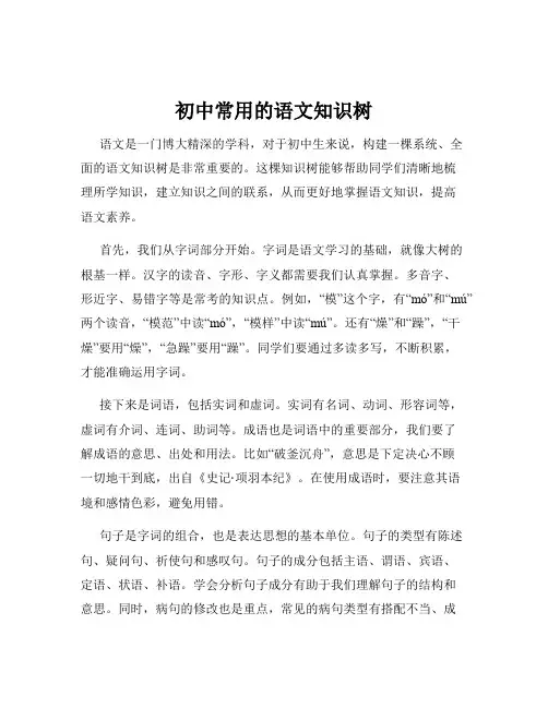 初中常用的语文知识树