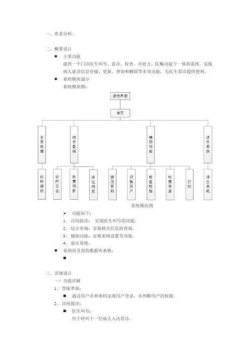 门诊医生工作站功能模块分析